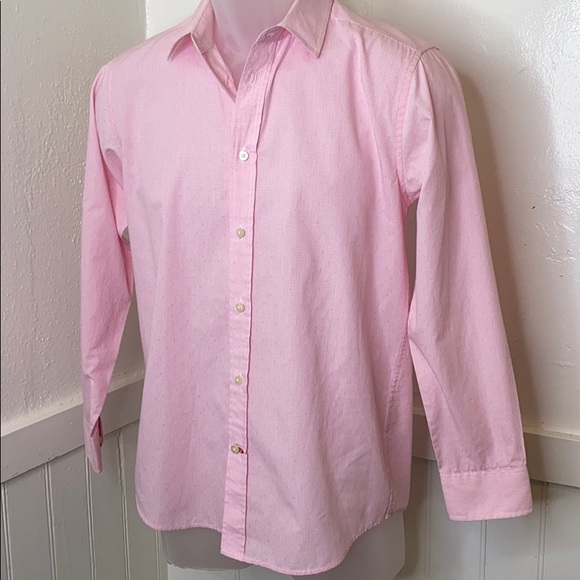 Tommy Hilfiger Pink Gingham Print Dress Shirt | 16 - Picture 3 of 11
